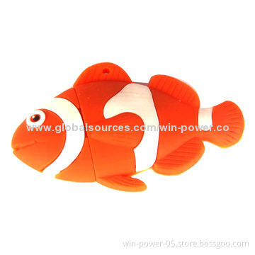 Fish-shaped Memory Stick with Full Capacity, Good for Commercial and Promotions